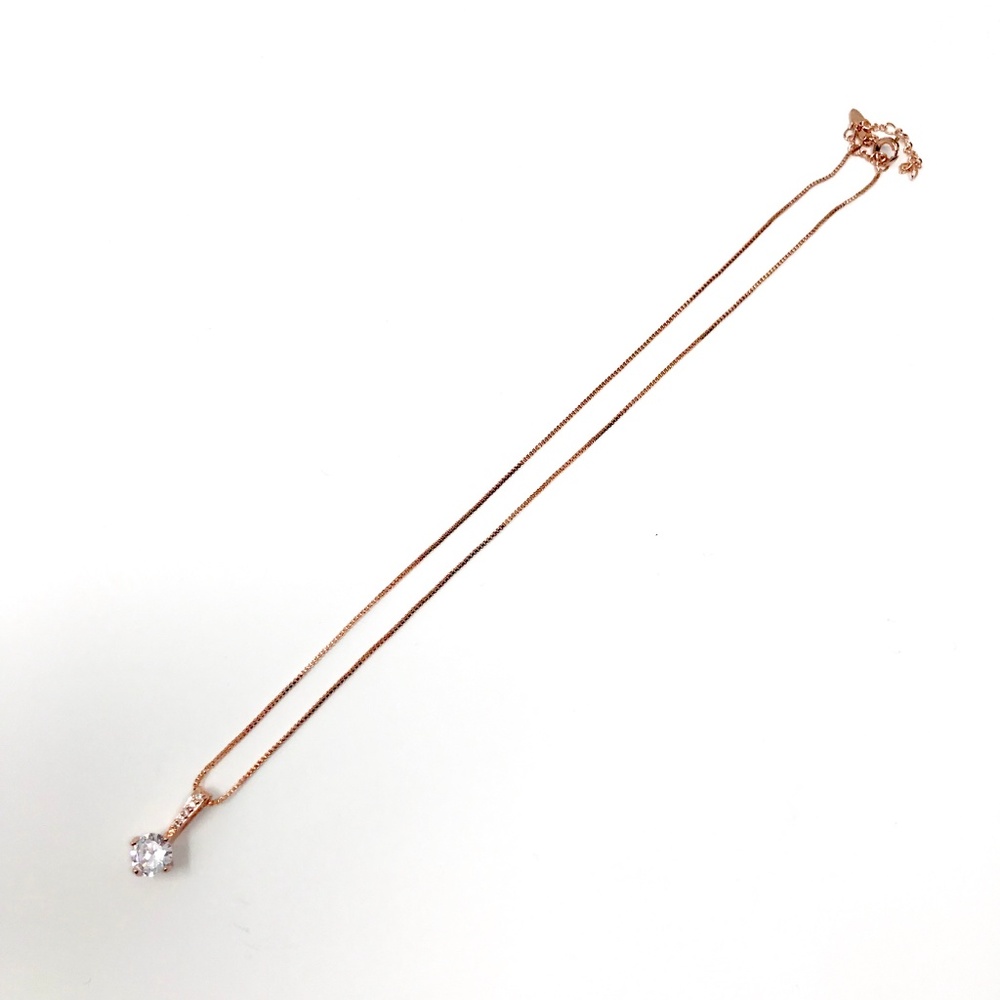 CZ Dainty Pendant Rose Gold Necklace - Picture 6 of 6